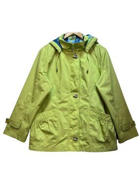 Mackintosh New England Women's Toggle Hooded Jacket Long Sleve Size L Lime Green